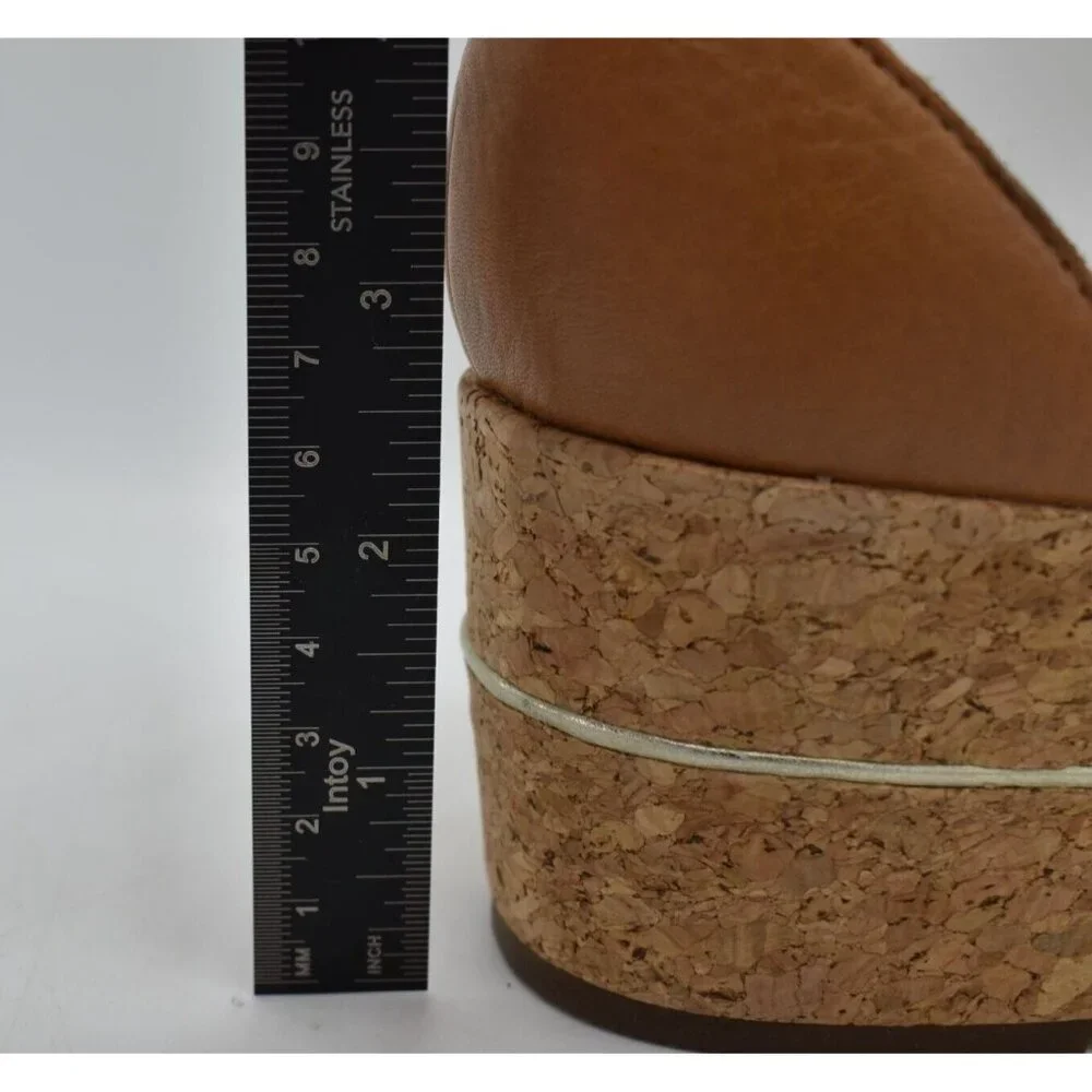 Johnston & Murphy Womens Size 9.5 Gigi Cross Band Tan Leather‎ Platform Sandals